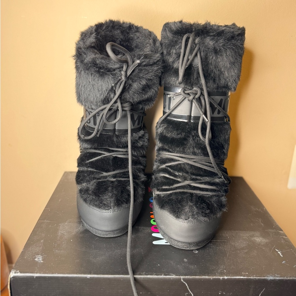 Moon Boot Icon Faux Fur Black Winter Boots